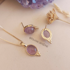 Ametista Conjunto Oval Banho Ouro 18k na internet