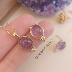 Ametista Conjunto Oval Banho Ouro 18k - comprar online