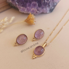 Ametista Conjunto Oval Banho Ouro 18k - loja online