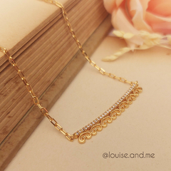 Colar Pingente Renda Cravejada Banho Ouro 18k