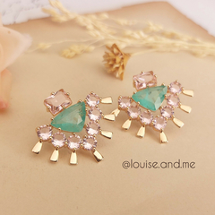 Conjunto Leque Cristais Banho Ouro 18k - comprar online