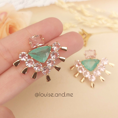 Imagem do Conjunto Leque Cristais Banho Ouro 18k