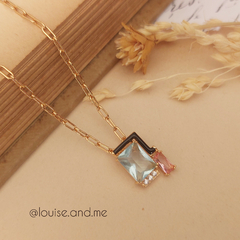 Colar Cristal Água Marinha Banho Ouro 18k - loja online
