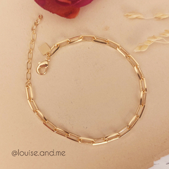 Pulseira Elos Retangulares Banho Ouro 18k - Semijoias Louise and Me