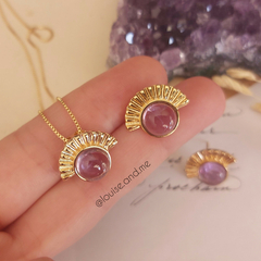 Ametista Conjunto Leque Banho Ouro 18k na internet