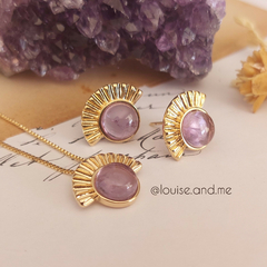 Ametista Conjunto Leque Banho Ouro 18k