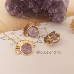 Ametista Conjunto Leque Banho Ouro 18k - loja online
