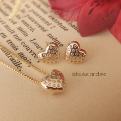 Conjunto Coração e Zircônias Banho Ouro 18k - loja online
