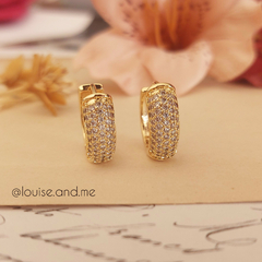 Imagem do Brinco Argola Clássica Cravejada Banho Ouro 18k
