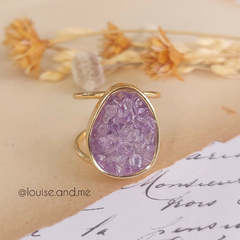 Ametista Fragmentada Anel Banho Ouro 18k (Ajustável) - comprar online
