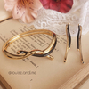 Conjunto Bracelete e Brincos em Tubo Esmaltado Preto Banho Ouro 18k