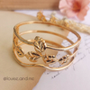 Bracelete Três Voltas e Folhas Banho Ouro 18k