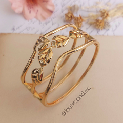 Bracelete Três Voltas e Folhas Banho Ouro 18k na internet