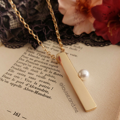 Colar Retângulo com Pérola Shell Banho Ouro 18k - comprar online