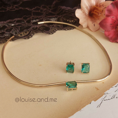Conjunto Aro Orgânico Cristal Turmalina Banho Ouro 18k - Semijoias Louise and Me