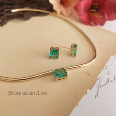 Conjunto Aro Orgânico Cristal Turmalina Banho Ouro 18k - loja online