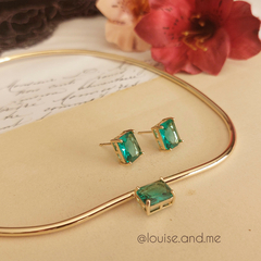 Conjunto Aro Orgânico Cristal Turmalina Banho Ouro 18k