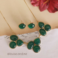 Ágata Verde Conjunto Luxo Banho Ouro 18k na internet