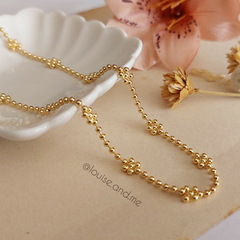 Colar Corrente Flores Banho Ouro 18k