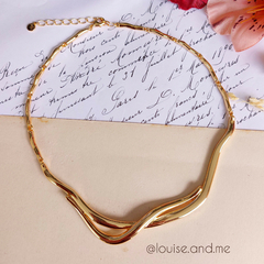 Colar Aros Curvos Banho Ouro 18k - loja online