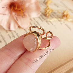 Quartzo Rosa Anel Banho Ouro 18k (Ajustável) na internet
