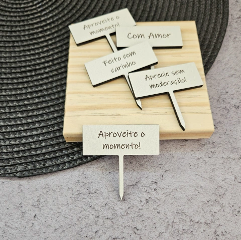 Plaquinhas Retangulares MDF Branco - Frases 2 (Kit com 5)