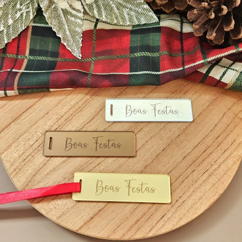 Tag Acrílico Retangular Gravada - Boas Festas (Kit com 5) - comprar online