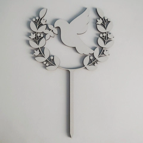 Cake Topper MDF - Espírito Santo com Flores