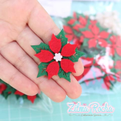Flores Com Folhas com 4cm - Natal