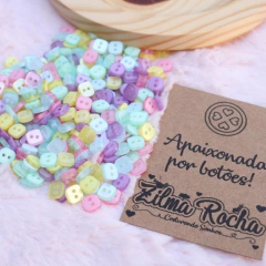 Botões Quadradinhos Perolados - dupla face - 50 unidades - Mix