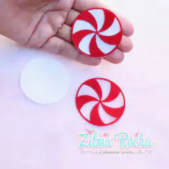 Pirulitos Natalinos - Redondo - 5 cm - Recorte de Feltro