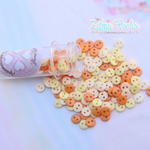 Tubete com 150 mini botões com 8mm - Mix Cenourinha