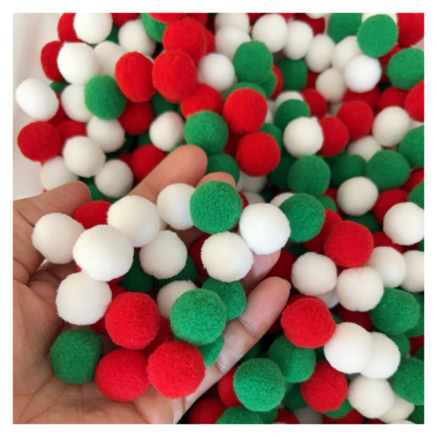 Pompom com 20 mm - 50 unidades - Colorido Natal