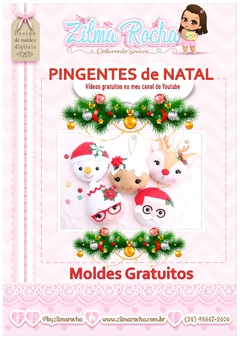 BAIXE GRÁTIS MOLDES DIGITAIS - PINGENTES DE NATAL - PARA BAIXAR TEM O LINK NA DESCRIÇÃO