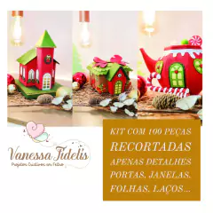 Kit 2 - 100 Peças Recortadas dos detalhes para o Projeto Vila de Natal da Fofurices Bella Manu