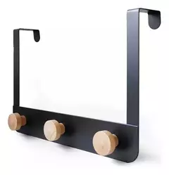 PERCHERO METALICO DE PUERTA CON GANCHOS DE MADERA - comprar online