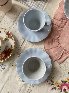 Set x 2 Pocillos de cafe con plato Meakin Celeste craquelados - comprar online
