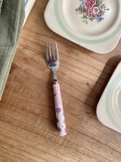 Tenedor de postre mango flores con rosa - comprar online