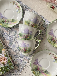 Taza de té con plato fine bone China Bell China Meadowside