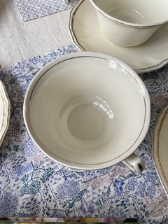 Taza de té grande con plato Alfred Meakin (craquel)