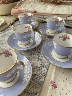 Set x 5 pocillos de café con plato de porcelana inglesa Spode Maritime Rose - comprar online