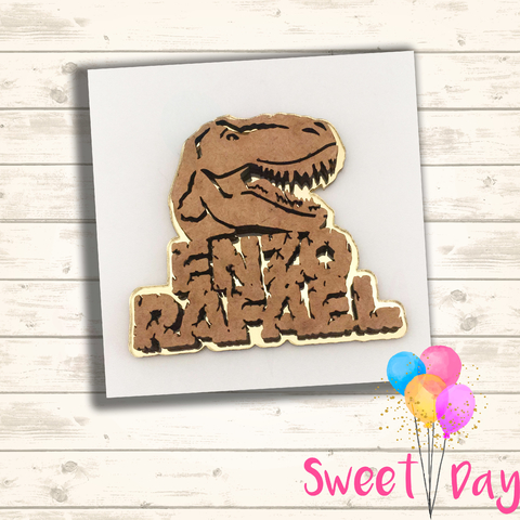 Aplique Dinossauro nome à escolha 7 cm ( 05 peças )