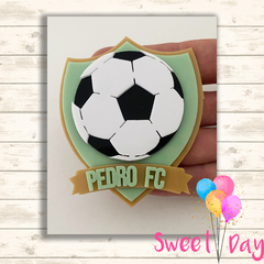 Aplique Futebol Brasão nome e Bola 8 cm (05 peças)