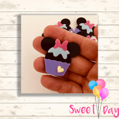 Aplique Cup Cake Minnie colorido 4 cm (05 peças)