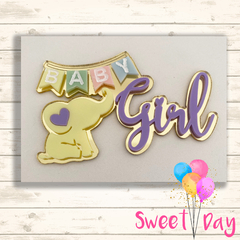 Aplique Baby Girl elefante 10 cm 04 peças