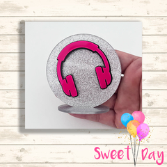 Aplique fone Baladinha Neon 7 cm (03 peças)