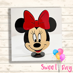 Aplique para topo de cofre ou caixa Minnie 8 cm com Base