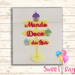 Placa Mundo doce com base 10 cm (12 unidades)