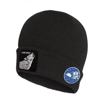 Gorro de Lana Parche Bordado Lone Wolf Animales