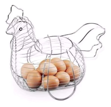 Gallina Huevera Cromada Porta Huevos